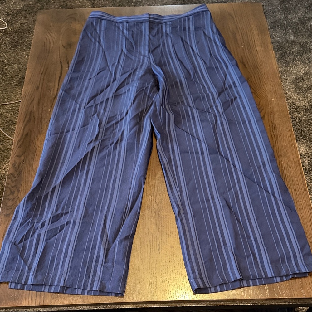 Club Monaco Blue Striped Wide-Leg Pants